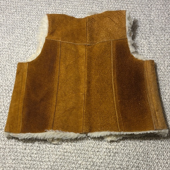 1970s Sherpa Lined Suede Vest Kids Cowboy Cowgirl Halloween - Picture 6 of 9